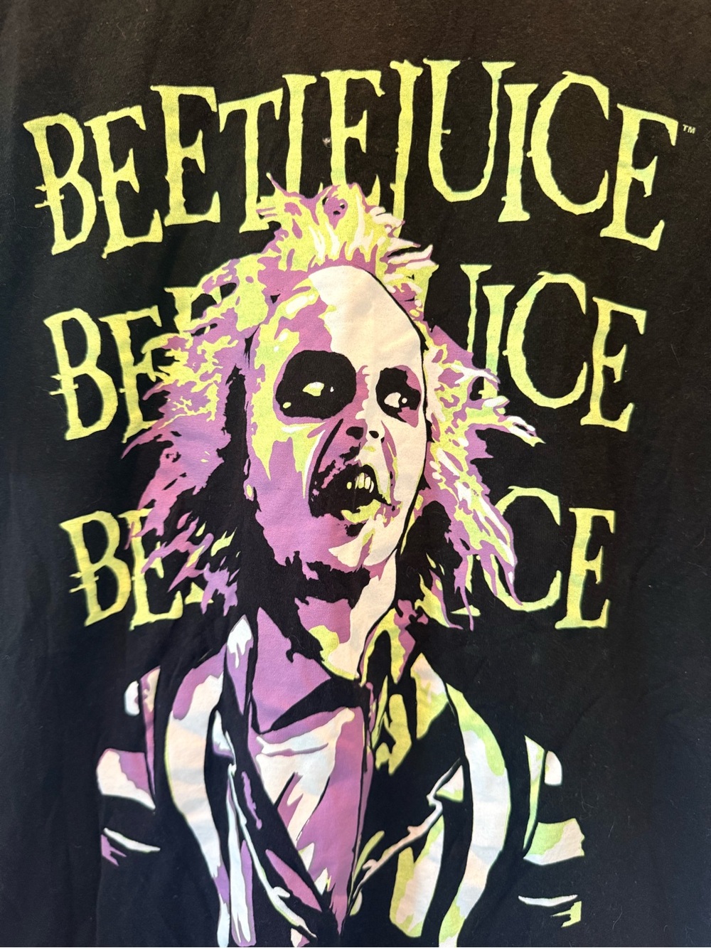 Warner Bros. Beetlejuice Graphic Tee in Black with Neon Yellow & Purple - Picture 2 of 6